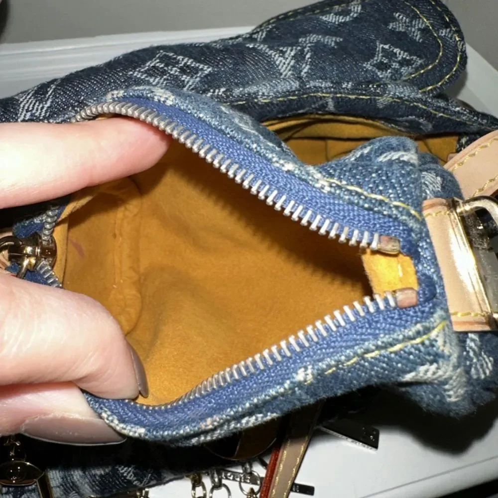 Louis Vuitton Limited Edition Blue Denim Monogram Denim Mini Pleaty Raye Customi
